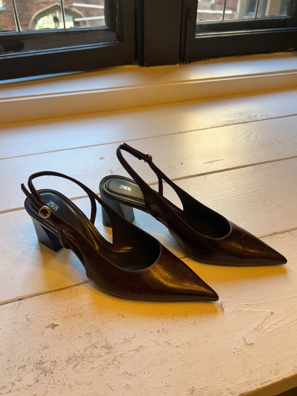 ZARA Brown Slingback Heels Size US 8 - Picture 2 of 6